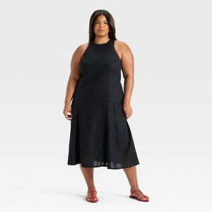 Women's Racerback Linen Midi A-Line Dress - Future Collective Black - 1 of 3