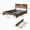 CAVINAS Platform Bed with Charging Station,Bed Frame with Storage Headboard,Box Spring Not Required,Brown/Black - 3 of 4