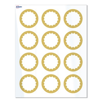 Avery® Labels, 2" Diameter, Gold Dots Edge, Glossy White, 120ct