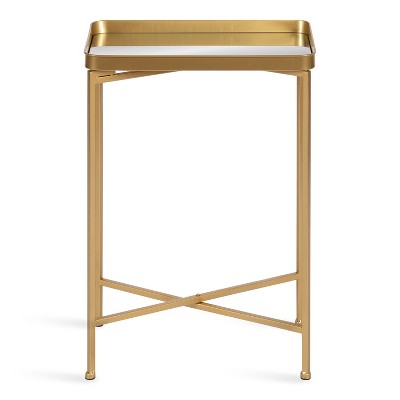 Celia Gold Metal and Mirrored Foldable Accent Table