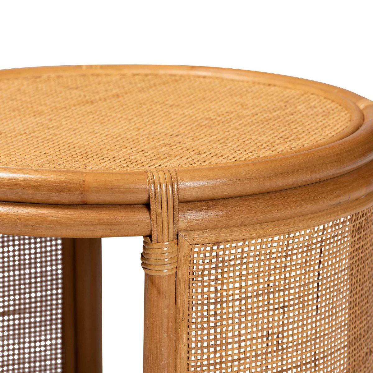 bali & pari Louis Rattan End Table Light Honey: No Assembly, Round Wicker Side - thumbnail 5