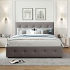 PAGED Upholstered Bed Queen Size Simple Modern Wooden Bed Frame with Twin XL Trundle, Storage Drawers and Headboard for Bedroom - 2 of 4