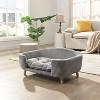 Racxily 30" Elevated Dog Bed Frame for Small Dog, Corduroy Pet Couch Bed with Rubber Wood Legs and Supportive Foam, Gray, Easy Assembly - 2 of 4
