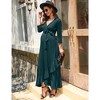 YesFashion Women's Maternity Dress Casual V Neck 3/4 Sleeve Wrap Dress Ruffle Hi-Low Maxi Nursing Breastfeeding Dress with Belted - 3 of 4