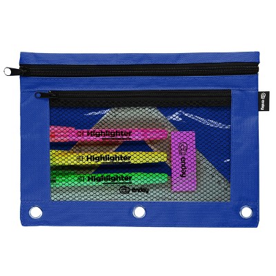 Classroom Organization 2 Pack Binder Pencil Pouches With Clear Window - Striped Design For School & Office 3 Ring Pencil Bags