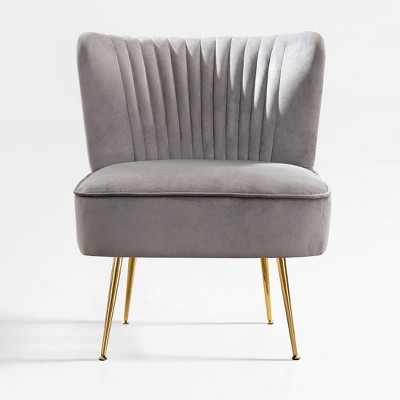 WestinTrends Phoebe Upholstered Tufted Velvet Accent Chair With Metal Leg