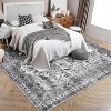 Washable Vintage Floral Rug Non-Slip Low Pile Area Rug - Stain Resistant Traditional Carpet for Living Room Bedroom Nursery Apartment - 3 of 4