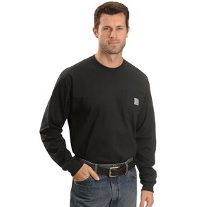 Carhartt Men's Loose Fit Heavyweight Long Sleeve Logo Pocket Work T-Shirt - K126NVY_X5 - 1 of 2