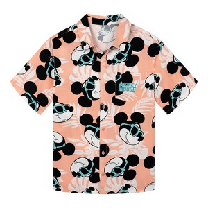 Disney Mickey Mouse Hawaiian Button Down Dress Shirt Adult