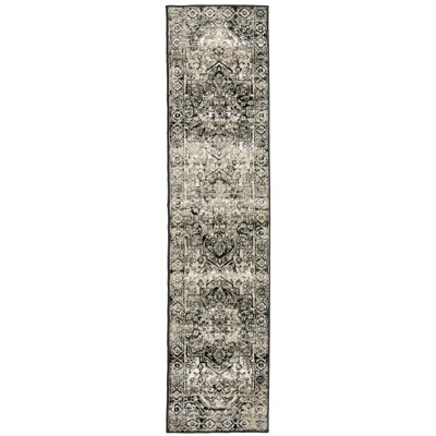 Oriental Weavers Georgia 429G0 Grey/ Black Indoor Area Rug - 1'10" x 7'6"