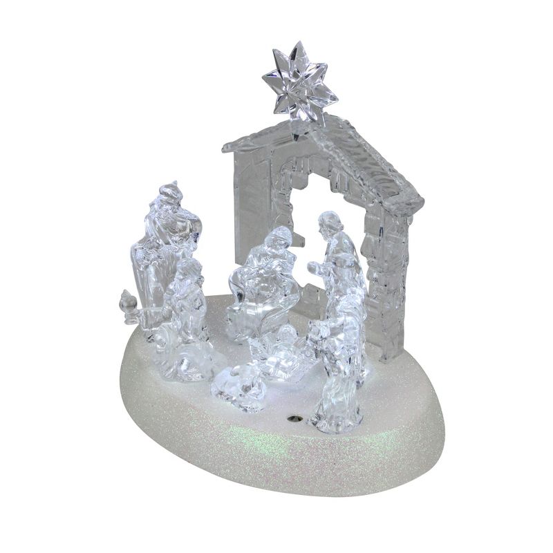 Northlight 7.5" Clear Battery Operated LED Lighted Christmas Nativity Scene, 2 of 4
