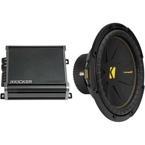 Kicker 50CWCS124 CompC 12" Subwoofer, Single 4-Ohm with CXA8001 Amp Bundle - 1 of 4