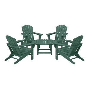 WestinTrends Dylan 5-Piece Outdoor Patio HDPE Adirondack Chair With Round Coffee Table Conversation Set - 1 of 4