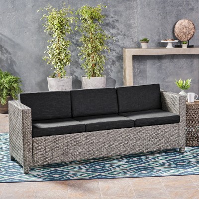 Maggift Patio Accent Chairs with Fixed Armrests, Upholstered, Ergonomic Design for Lawns, Gardens and Porches, Gray, 76.75" * 25.5" * 27.25"