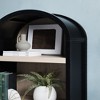Modern 3 Shelf Open Arched Bookcase Cabinet - Black - 3 of 4