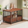 HTUTWOO Fluted Dog Crate, Walnut Wood Double Door Pet Kennel, Decorative Pet House & Indoor Side End Table for Medium & Large Dogs - 2 of 4
