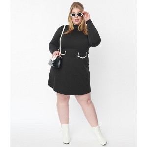 Smak Parlour Women's Plus Mock Turtleneck Fit & Flare Dress - 1 of 4