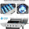 ELJGET 3/4 Burner BBQ Propane Gas Grill with Side Burner, Outdoor Stainless Steel Patio Garden BBQ Grill with Lid, Wheels for Outdoor Camping - 3 of 4