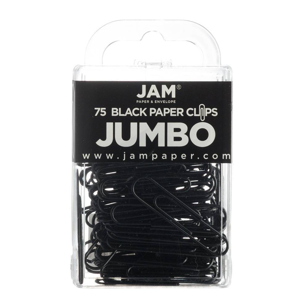 JAM Paper 2" 75pk Colorful Jumbo Paper Clips - Large - Black: Stationery & Office Supplies, Plastic, Fasteners