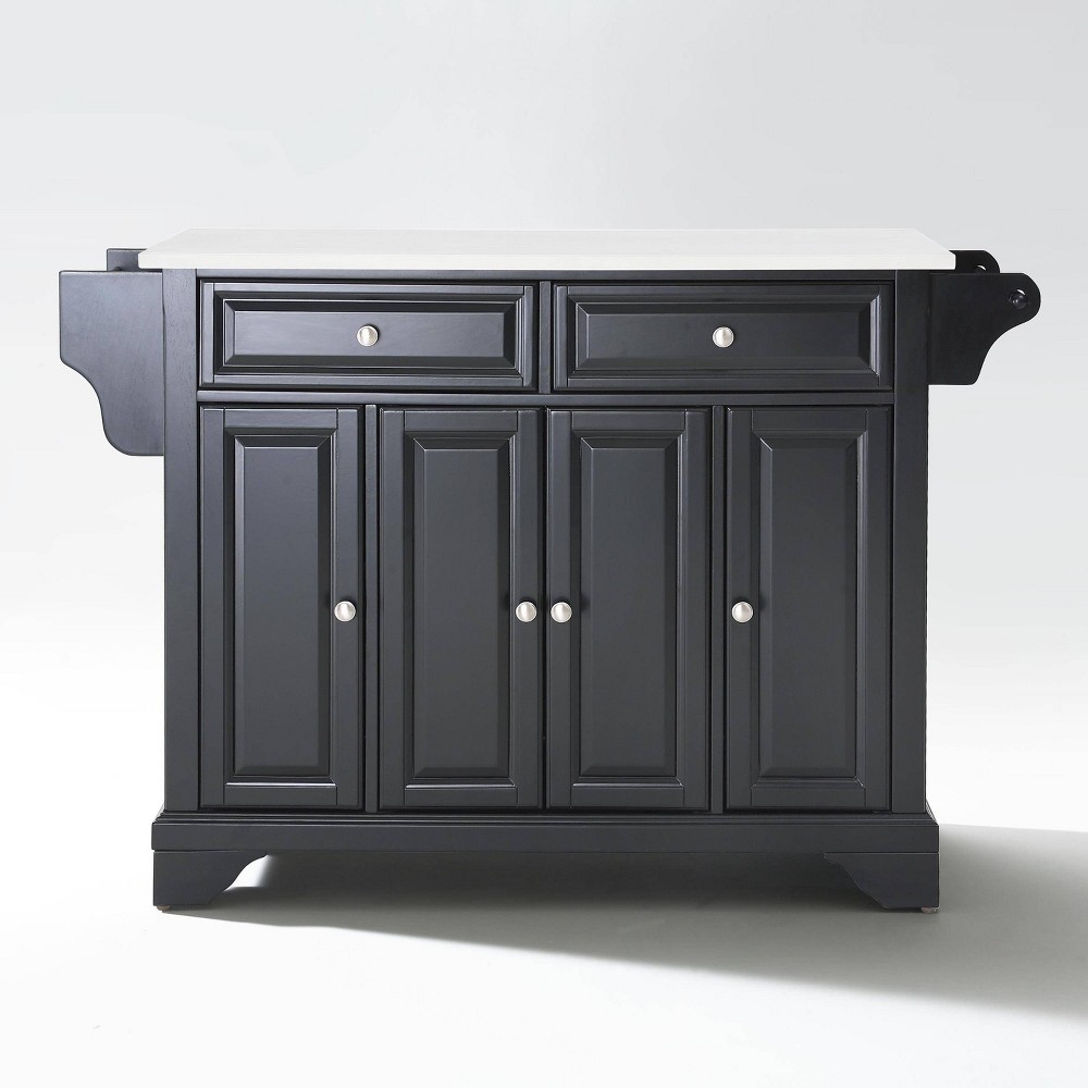 Photos - Kitchen System Crosley Lafayette Granite White Top Full Size Kitchen Island/Cart Black  