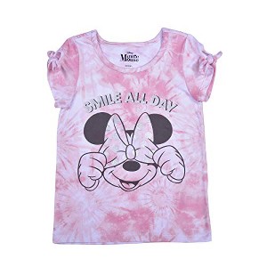 Disney Girl's Minnie Mouse Smile All Day Glitter Print Tie Dye Graphic Tee for kids - 1 of 2