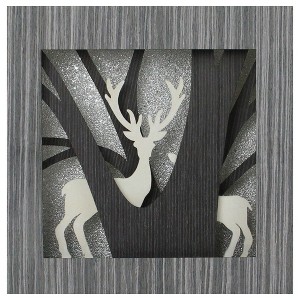 Northlight Glittered Woodland Deer Silhouette Box Framed Christmas Decoration - 12" - 1 of 2