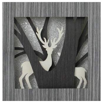 Northlight 12" Glittered Woodland Deer Silhouette Box Framed Christmas Table Decoration