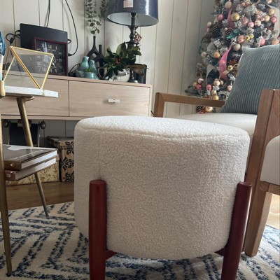 Elroy Round Velvet Ottoman With Wooden Legs - Threshold™ Designed With ...