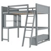 PAGED Full Size Loft Bed with Desk Simple Modern Wooden Bed Frame with Storage Drawers, LED and Inclined Ladder for Bedroom - 4 of 4