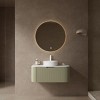 FAMYYT 36 in. Single Sink Floating Curved Edge Green Bath Vanity with White Marble Top (Assembled), Round Sink - 2 of 4