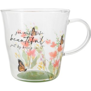 Pavilion Gift Company - Make Life Beautiful - 13.5 oz Glass Cup  - Drinkware - 1 of 4