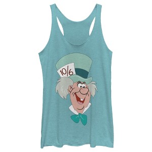 Women's Alice in Wonderland The Mad Hatter Racerback Tank Top - 1 of 4