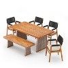 Christopher Knight Home Liliana Rustic 6 Piece Outdoor Acacia Wood Dining Set with Rattan Slatted Table and Cushions - 2 of 4