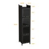 Akoasm 60.62 in. H Modern Four-Tier Glass Door Cabinet with Five Storage Levels for Entryway & Bathroom-Black - 4 of 4