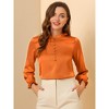 Allegra K Women's Ruffle Neck Long Sleeve Elastic Cuff Button Office Satin Blouse - 3 of 4