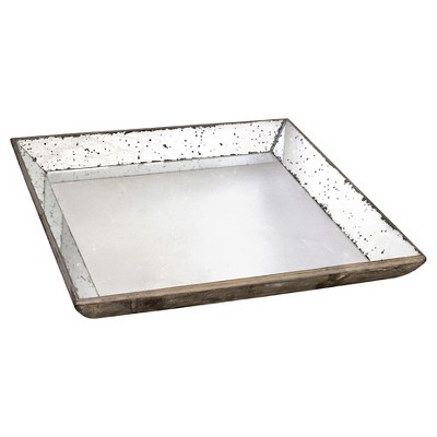  Vintage Finish Mirrored Glass Tray - 24x24" - A&B Home 