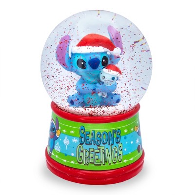 Silver Buffalo Disney Lilo & Stitch "Season's Greetings" Light-Up Snow Globe | 6 Inches Tall