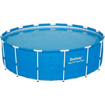 Bestway Steel Pro 15 Foot x 48 Inch Round Steel Frame Above Ground Outdoor Swimming Pool for Home Backyards, Blue (Pool Only)