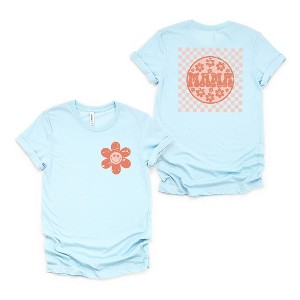 Simply Sage Market Women's Checkered Mama Flowers Front and Back Design Short Sleeve Graphic Tee - 1 of 4