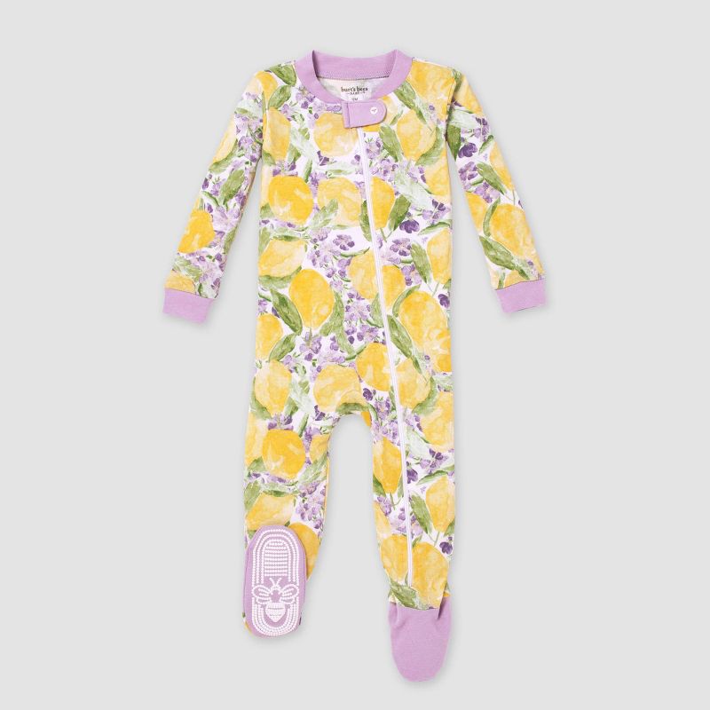 Burt&#39;s Bees Baby&#174; Baby Girls&#39; Floral Snug Fit Footed Pajama - Purple, 1 of 6
