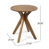 Acacia Wood Outdoor Bistro Table, Round Slatted Patio Side Table with Cross Base, Teak Round Patio End Tables -Christopher Knight Home - 3 of 4