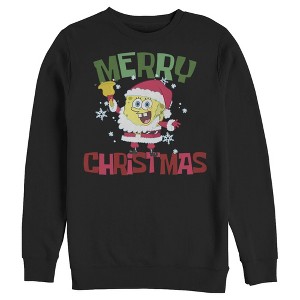 Men's SpongeBob SquarePants Christmas Santa Beard Sweatshirt - 1 of 3