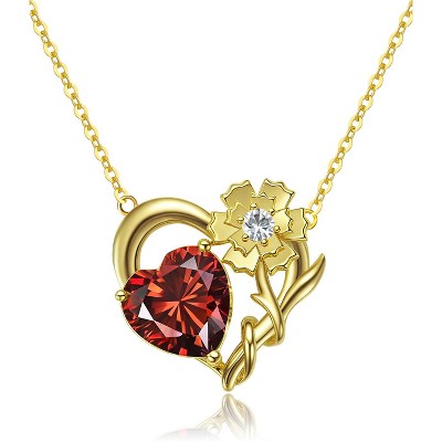 Molenia Birthstone Heart Necklace for Women: 936 Sterling Silver Heart Pendant with Birthstone Romantic Jewelry Gifts for Mom Her Birthday Christmas