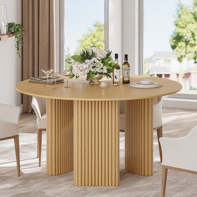 SpassWay 30"H Modern Wood Dining Table Versatile Kitchen Conference Gaming Table with Sturdy Tripod Base in Walnut/Black/Natural Wood