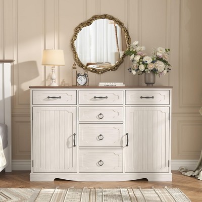 Sideboard Buffet Cabinet, Coffee Bar Table with Adjustable Shelves
