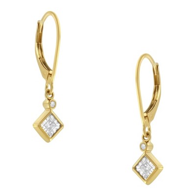 Haus of Brilliance 14K Yellow Gold Plating Diamond Dangle Earrings