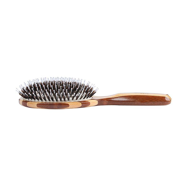 Bass Brushes Shine & Condition Hair Brush with 100% Natural Bristle + Nylon Pin Pure Bamboo Handle Large Oval Striped Bamboo, 5 of 6