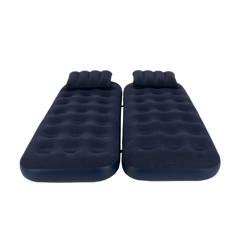 Pool Central 6.25' Navy Blue 3 in 1 Inflatable Flocked Air Mattress with Pillows, 4 of 10