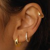 3Pairs 925 Sterling Silver, 14K Gold Plated Small Huggie Hoop Earrings Sets for Multiple Piercing CZ Cartilage Earrings Stacks - 3 of 4