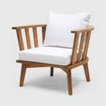 Solano Acacia Wood Club Chair Teak/ White - Christopher Knight Home